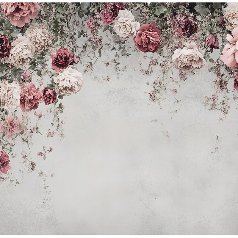 Fototapeta Kwiaty Róże Wiszące Beton 300x210 cm Tapeta Do Sypialni Salonu Kuchni Na Flizelinie