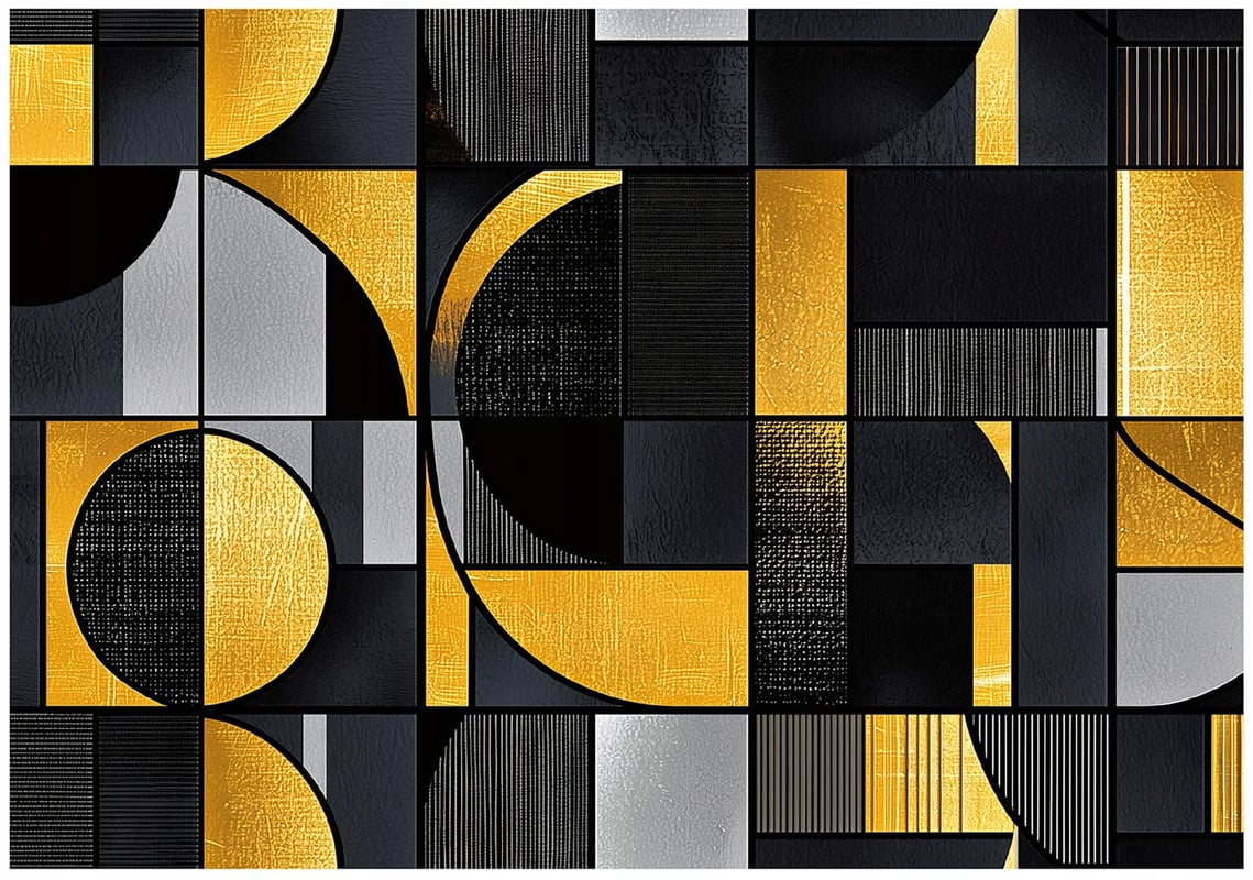 Fototapeta Abstrakcja Geometryczna Złoty Czarny 250x175 cm Tapeta Do Sypialni Salonu Kuchni Na Flizelinie
