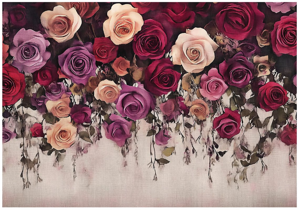 Fototapeta Kwiaty Róże Wiszące Beton 300x210 cm Tapeta Do Sypialni Salonu Kuchni Na Flizelinie