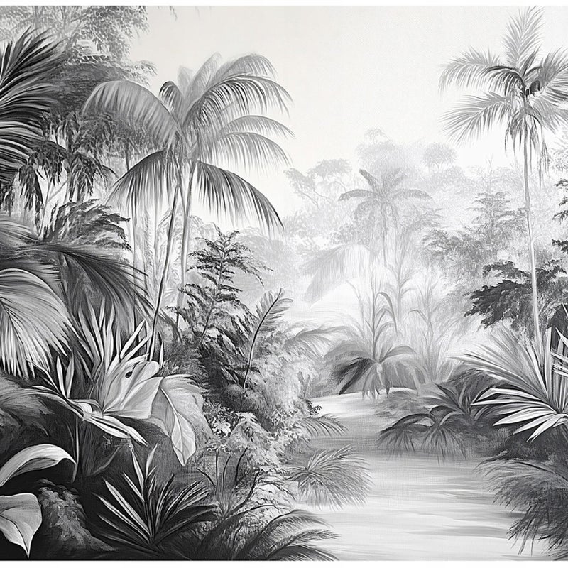 Fototapeta 3D Dżungla Czarno Biała Krajobraz 350x250 cm Tapeta Do Sypialni Salonu Kuchni Na Flizelinie