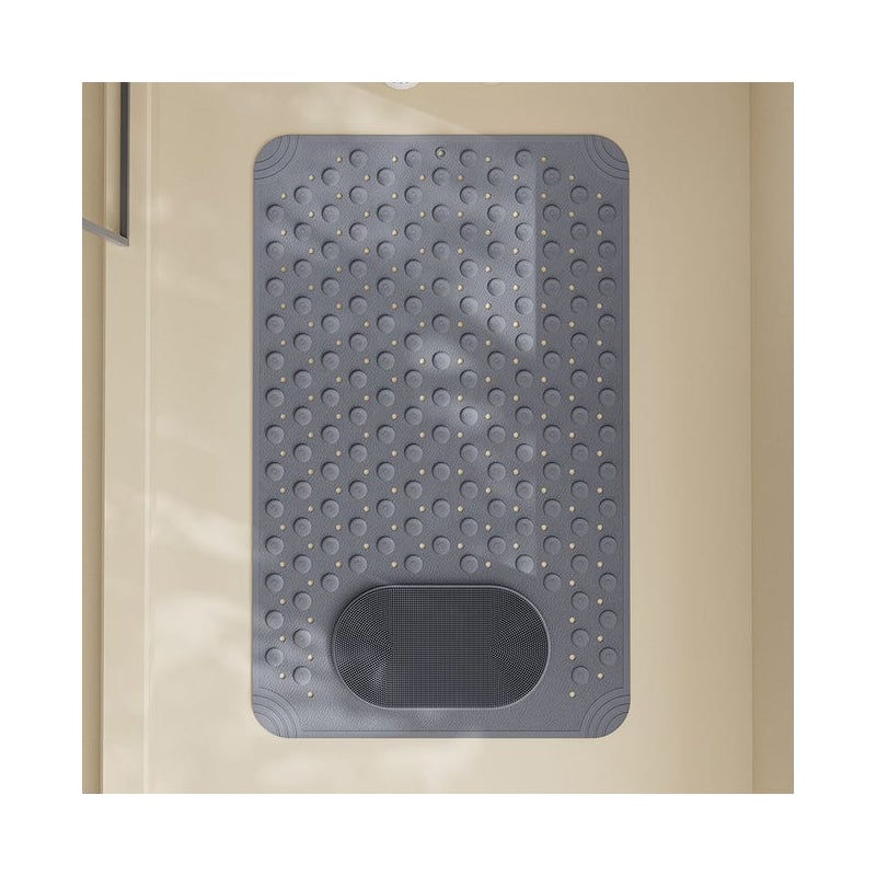 Mata antypoślizgowa do łazienki, mata kąpielowa, mata do masażu, z przyssawkami antypoślizgowymi, 50×80 cm – szara