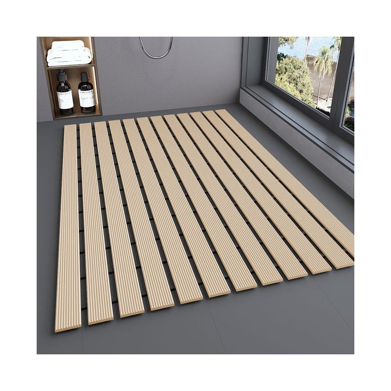 Dwustronna mata antypoślizgowa do kąpieli z beżowego TPE – można przyciąć na wymiar, bez zapachu (43×61 cm)