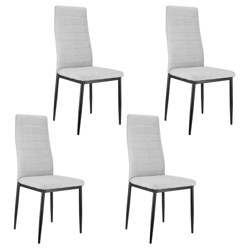 Zestaw 4 krzeseł z wysokim oparciem, wygodną tapicerką i metalową ramą, idealny do jadalni, biura i salonu