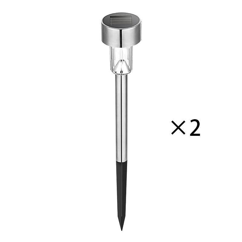 Zestaw 2 lamp ogrodowych LED ze stali nierdzewnej na energię słoneczną, oświetlenie zewnętrzne, lampa tarasowa z palikiem, 7000-9000 K