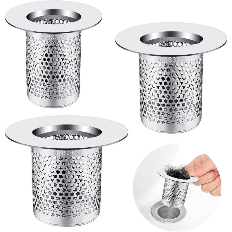 Łapacz włosów pod prysznicem, 3 rozmiary, srebrny filtr prysznicowy ze stali nierdzewnej, klips do wanny z łapaczem włosów, zatyczka ochronna, młotek