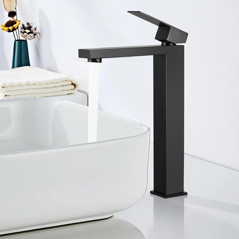 Wysoki Bateria Umywalkowa, 24 cm Wylewka, Bateria Łazienkowa do Blatu, Stal Nierdzewna 304, Jednouchwytowy Bateria Termostatyczna