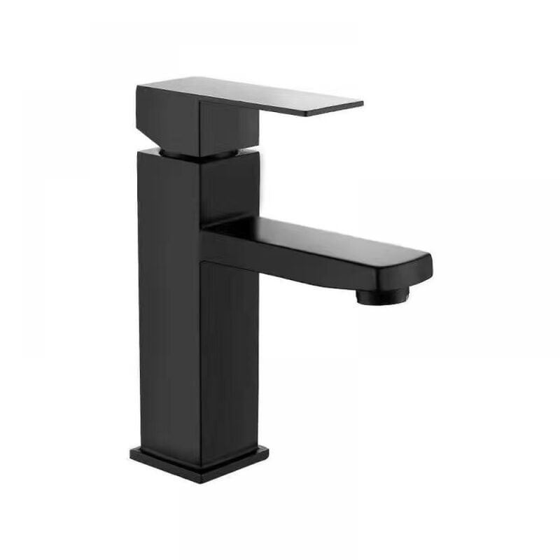 1 sztuka baterii umywalkowej do łazienki, ciepła i zimna woda, czarna farba, stal nierdzewna, pojedynczy otwór kwadratowy