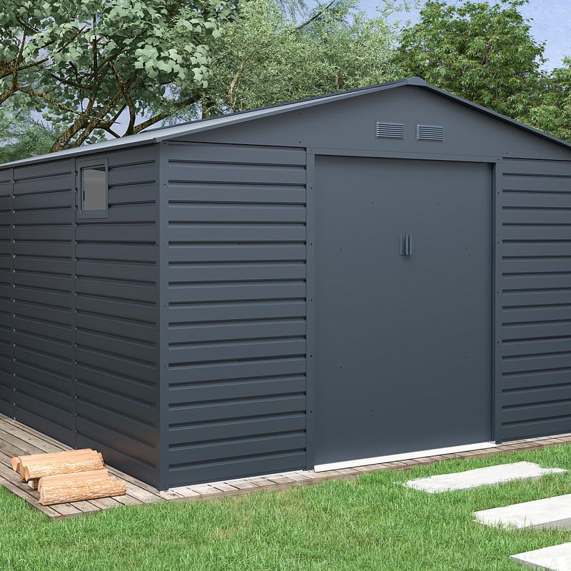 Schowek ogrodowy z metalu/ocynkowanej stali - Antracytowy - 13,12 m² - ADELMO
