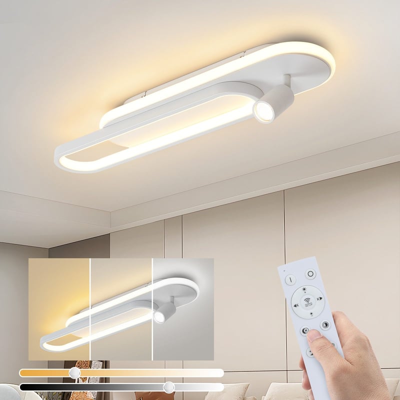 NETTLIFE Nowoczesna biała ściemnialna lampa sufitowa LED z 1 Reflektorowaem sufitowym