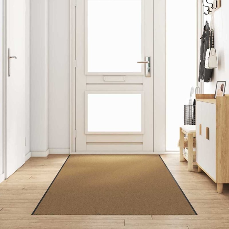 Dywanik wejściowy Kremowy i czarny 120 x 400 cm Poliamid i PVC vidaXL