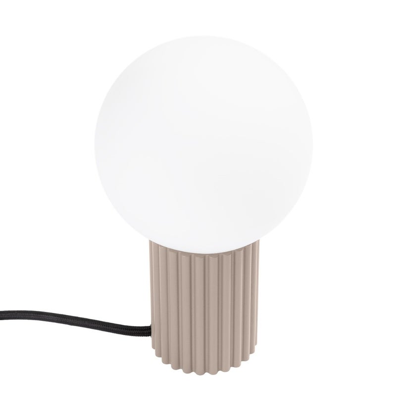 Lampka biurkowa nowoczesna taupe ryflowany korpus szklana biała kula włącznik do przedpokoju salonu 1xG9 8W HALO Sollux Lighting