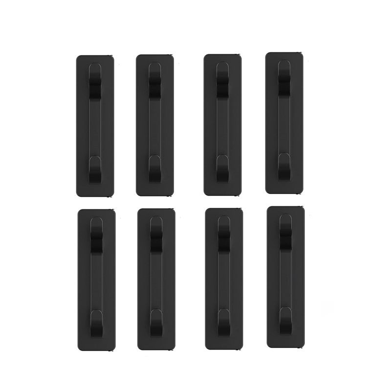 Zestaw 8 samoprzylepnych haczyków ściennych, wieszak na ręczniki kuchenne, montaż ścienny bez wiercenia, wodoodporny, czarny