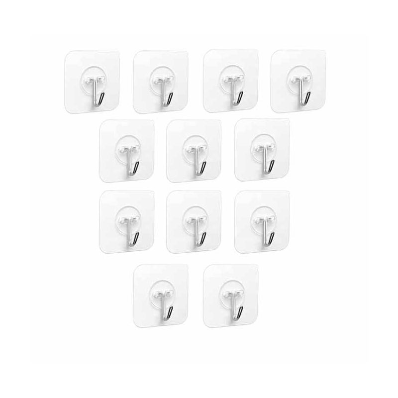 Haczyki samoprzylepne - 12 sztuk Przezroczyste haczyki samoprzylepne 5 kg (maks.), Do zawieszania w łazience, kuchni, na suficie, do powieszenia