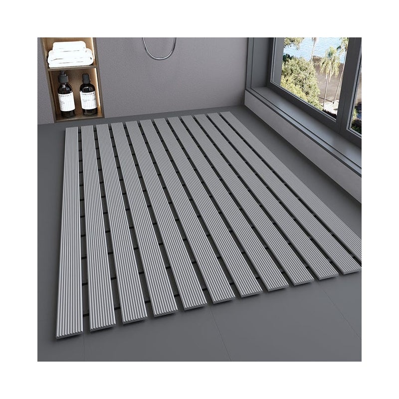 Dwustronna mata antypoślizgowa do kąpieli z szarego TPE – można przyciąć na wymiar, bezzapachowa (61×61 cm)