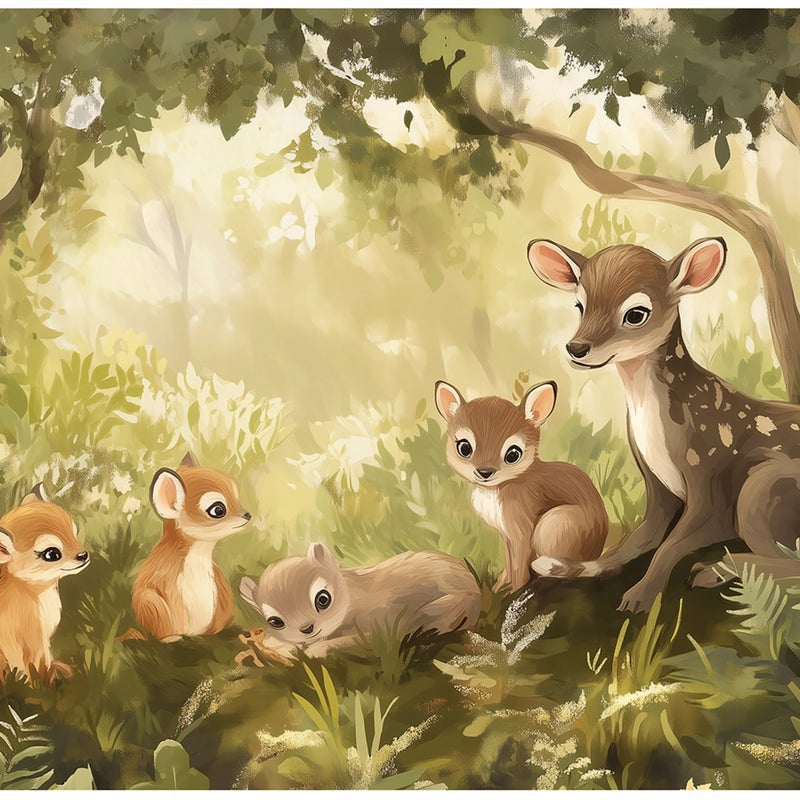 Fototapeta Dla Dzieci Chłopca Dziewczynki Las Zwierzęta 300x210 cm Tapeta Do Pokoju Dziecięcego Na Flizelinie
