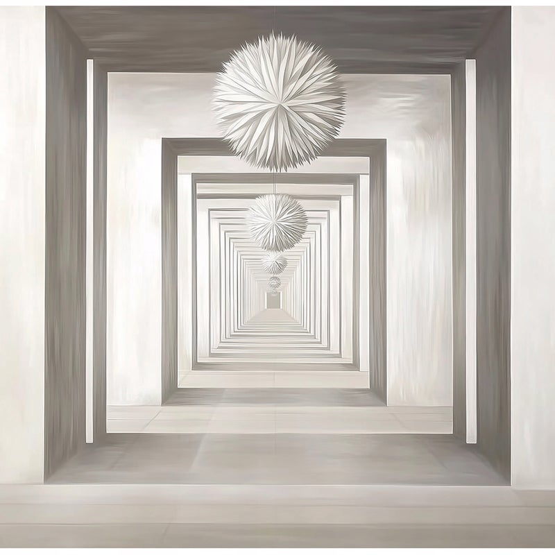 Fototapeta 3D Tunel Kule Abstrakcja Beżowy 350x250 cm Tapeta Do Sypialni Salonu Kuchni Na Flizelinie
