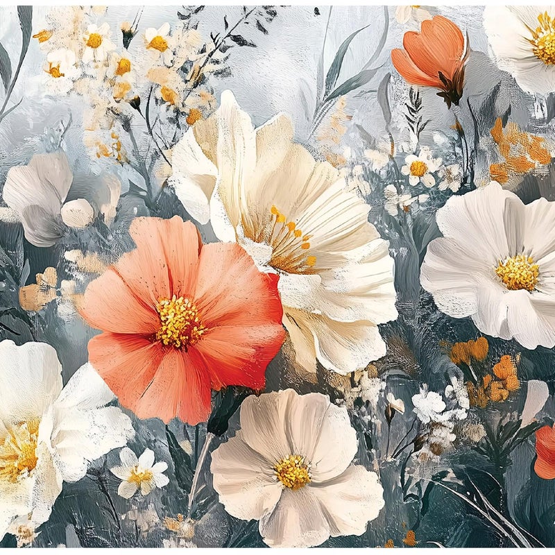 Fototapeta Kwiaty Polne Szary Abstrakcja 400x280 cm Tapeta Do Sypialni Salonu Kuchni Na Flizelinie
