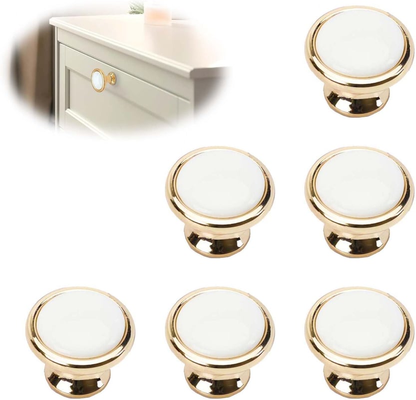 szt. uchwytów meblowych, złoty uchwyt meblowy, biała gałka do drzwi, gałka do drzwi szafki ze śrubami montażowymi, okrągła klamka do drzwi odpowiedni
