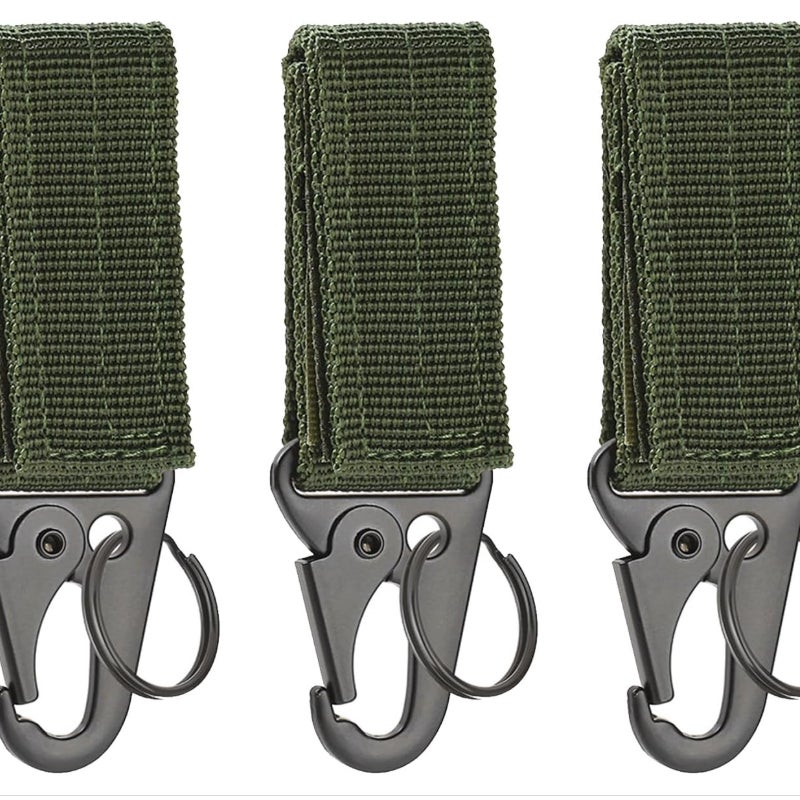 3-częściowy pasek nylonowy z kółkiem na klucze, karabińczykiem, szlufką na pasek taktyczny, smyczą z haczykiem, odpowiedni do uprawiania turystyki pie