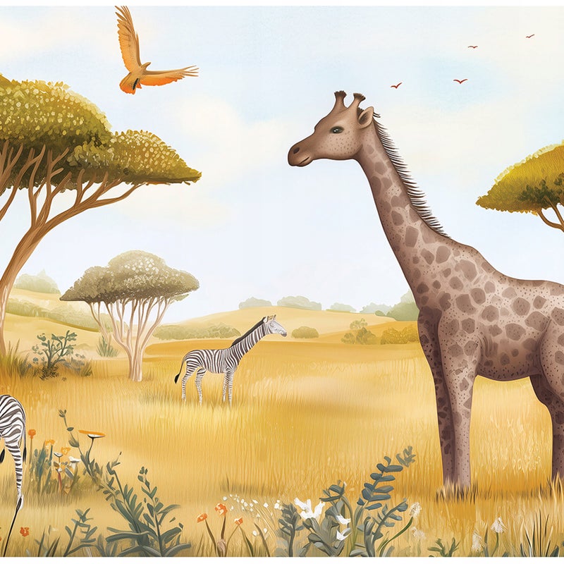 Fototapeta Dla Dzieci Chłopca Dziewczynki Sawanna Zwierzęta 250x175 cm Tapeta Do Pokoju Dziecięcego Na Flizelinie