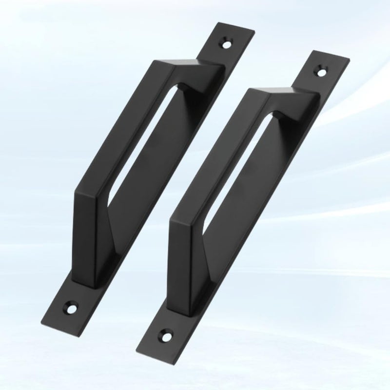 Zestaw 2 klamek w kształcie litery D do furtki ogrodowej drewnianej, czarne, 200 mm