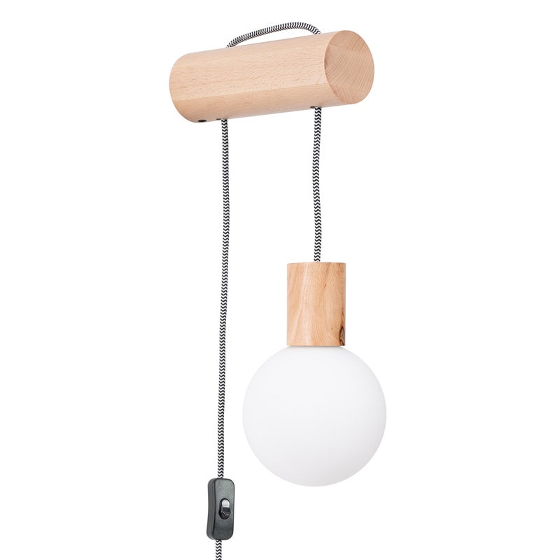 Kinkiet ścienny Nimbi naturalne drewno i czarny 1xG9x8W z włacznikiem wym: 67 x 6 x 25 cm metal IP20 Sollux Lighting