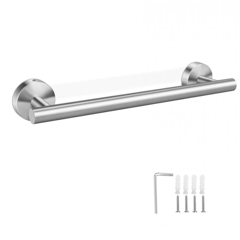 Srebrny wieszak na ręczniki 40 cm - stal nierdzewna, praktyczny uchwyt na ręczniki kąpielowe i do rąk, prysznic