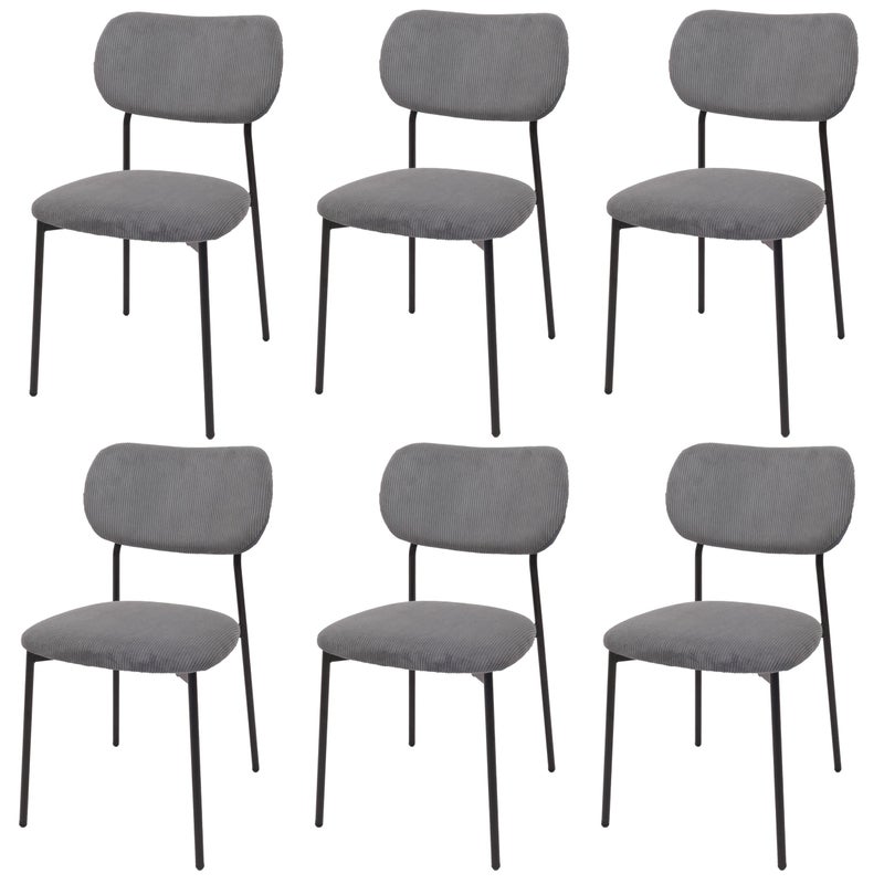 Zestaw 6 krzeseł do jadalni HWC-O26, krzesło kuchenne tapicerowane, sznurek (330g/m²) tkanina/tkanina metal ~ ciemnoszary