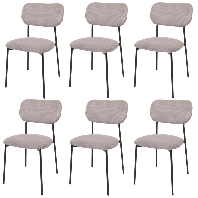 Zestaw 6 krzeseł do jadalni HWC-O26, krzesło kuchenne tapicerowane, sznurek (330g/m²) tkanina/tkanina metal ~ jasnoszary