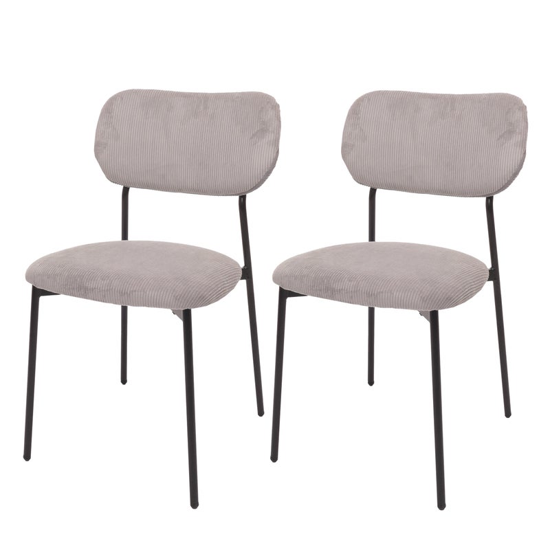 Zestaw 2 krzeseł do jadalni HWC-O26, krzesło kuchenne tapicerowane, sznurek (330g/m²) tkanina/tkanina metal ~ jasnoszary