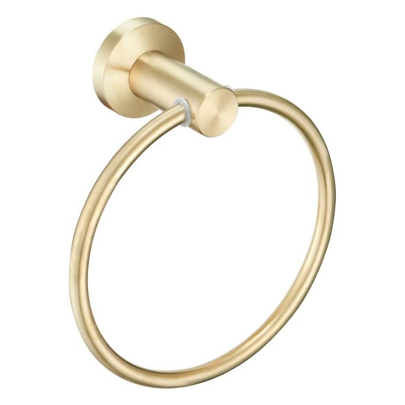 Nowoczesny wieszak na ręczniki ze stali nierdzewnej, szczotkowany złoty (średnica 16 cm*1), montowany na ścianie