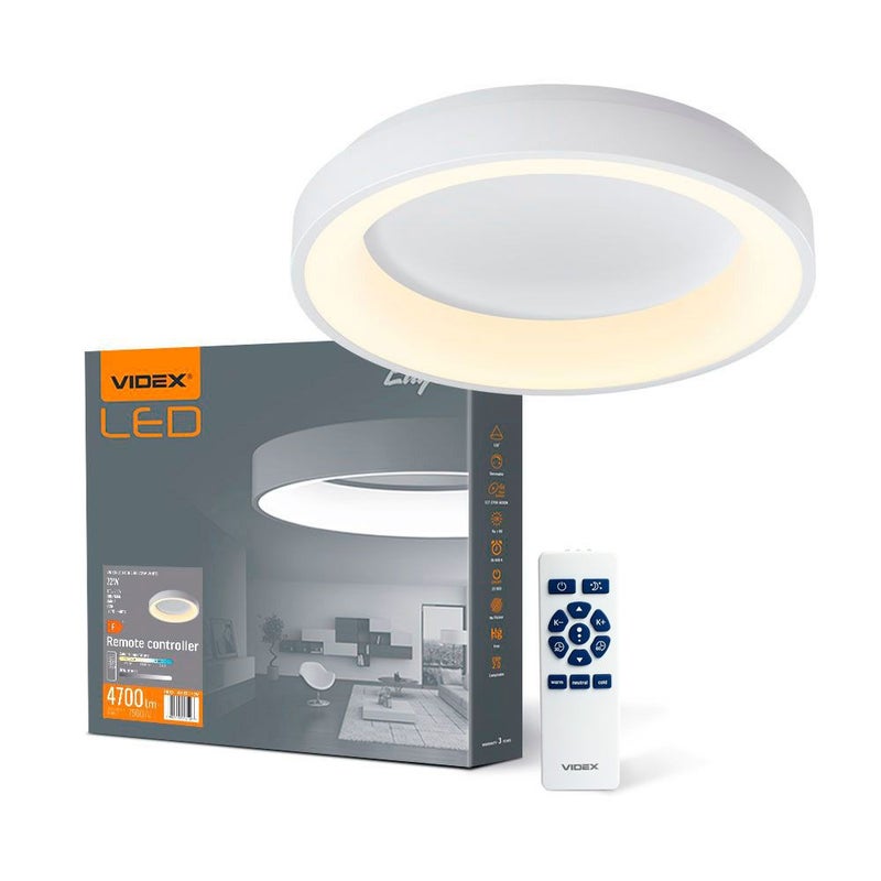 Plafon okrągły biały LED 72W z pilotem wym: 8 x 45 cm Videx