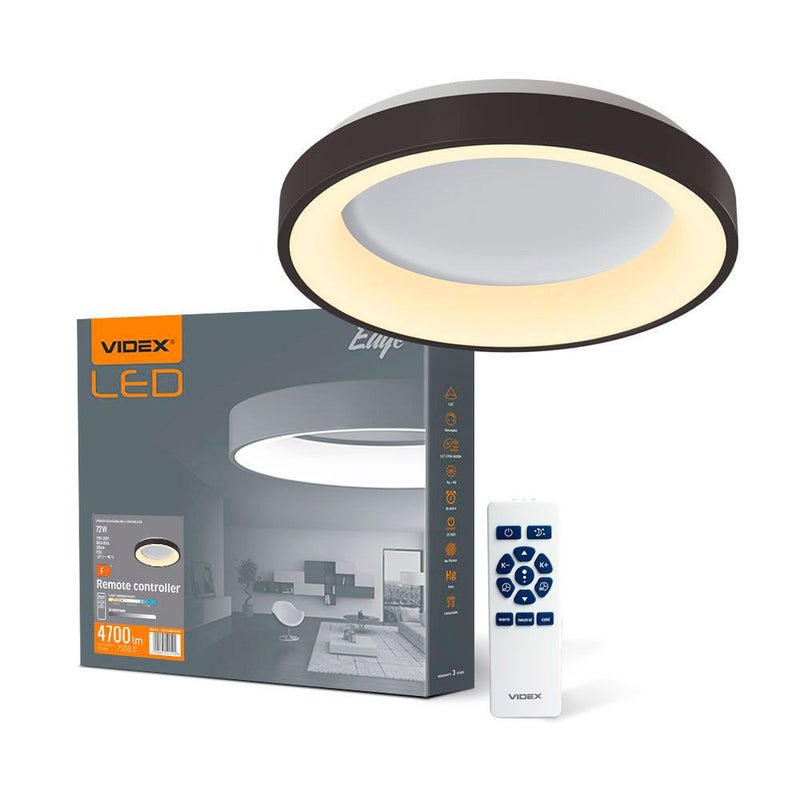 Plafon okrągły czarno-biały LED 72W z pilotem wym: 8 x 45 cm Videx