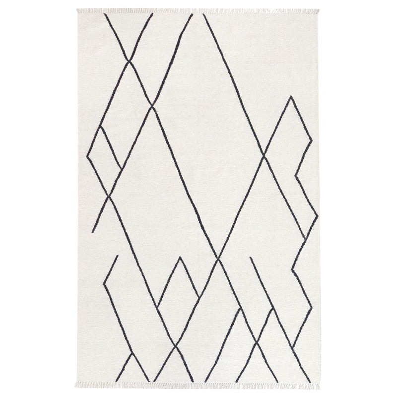 Hamid - Kilim ATLAS D4 300 x 200 cm, czarno-białe tapisi z geometrycznymi motywami