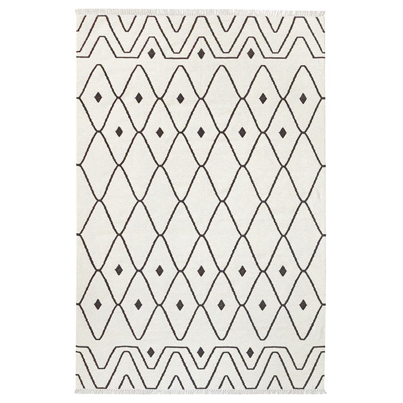 Hamid - Kilim ATLAS D2 300 x 200 cm, gobelin w kolorze białym i brązowym z motywami geometrycznymi