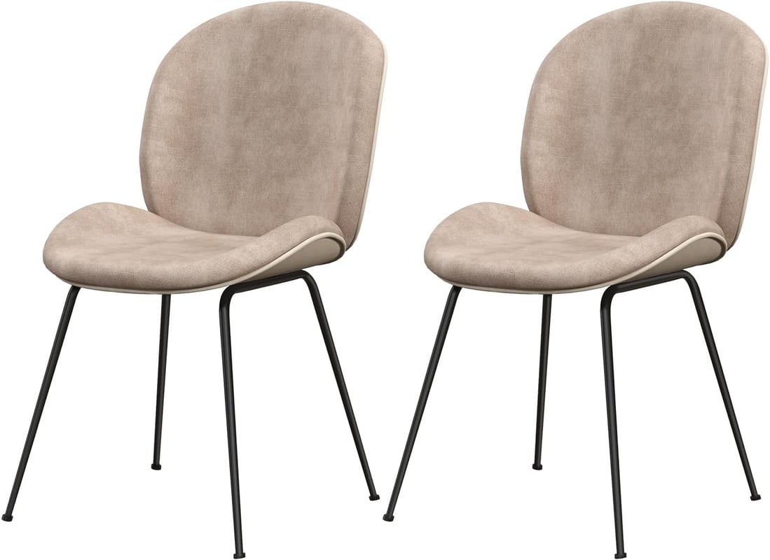 Zestaw 2 Krzeseł do Jadalni z Aksamitu, Krzesła Skandynawskie z Tapicerowanym Siedziskiem i Oparciem, Krzesła Kuchenne, Siedzisko 42cm, Nośność 150 kg