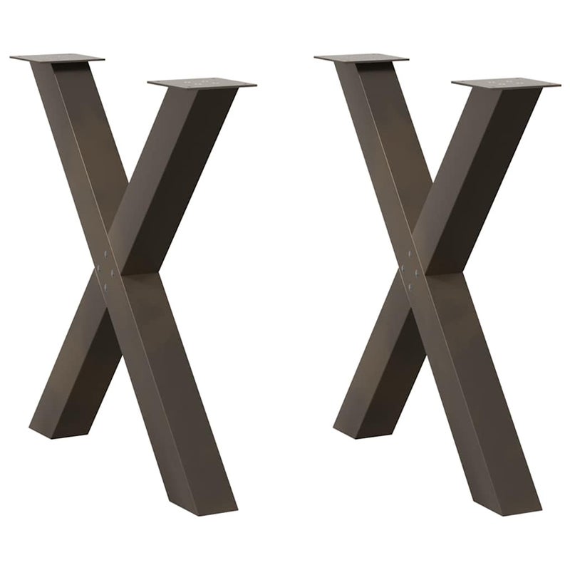 Nogi do stołu jadalnego w kształcie litery X 2 szt. Naturalna stal 80x(72-73) cm Stal vidaXL