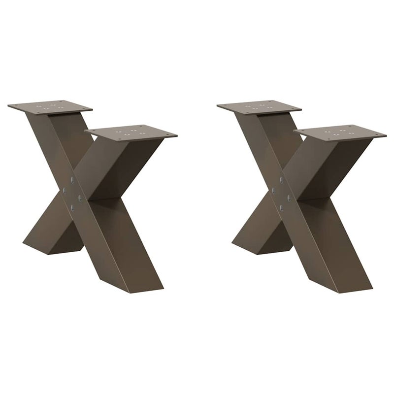 Nogi do stolika kawowego w kształcie litery X 2 szt. Naturalna stal 60x(30-31) cm Stal vidaXL