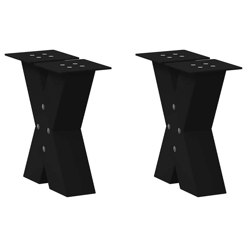 Nogi do stolika kawowego w kształcie litery X 2 szt. Czarne 40x(30-31) cm Stal vidaXL
