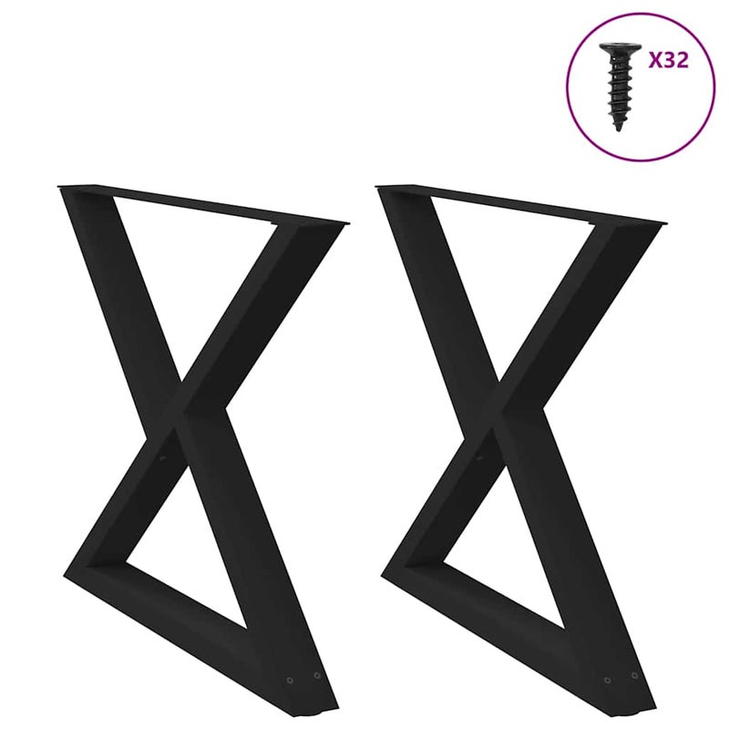 Nogi do stołu jadalnego 2 szt. Czarne 90x(72-73,3) cm Stal vidaXL