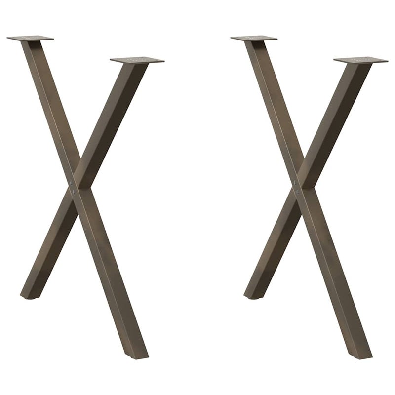 Nogi do stołu jadalnego w kształcie litery X 2 szt. Naturalna stal 80x(72-73) cm Stal vidaXL