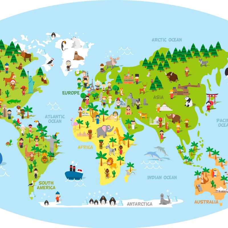 Dziecięcy dywan winylowy Mapamundi - owalny 100x160 cm - Antypoślizgowy PVC, winylowy do pokoju dziecięcego, ognioodporny i zmywalny.