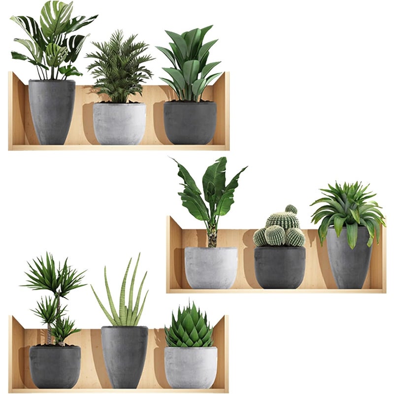 Naklejki ścienne 3D, 3 szt. naklejek ściennych 3D do salonu, naklejka ścienna z trawą i doniczką, kreatywne naklejki ścienne z PVC z motywem bonsai d