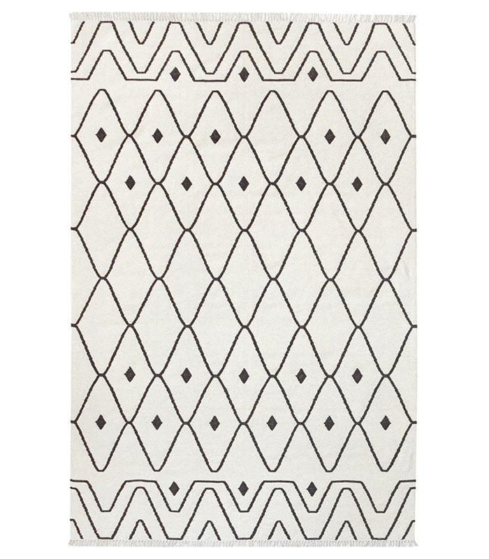 Hamid - Kilim ATLAS D3 230 x 160 cm, biało-brązowy gobelin z motywami geometrycznymi