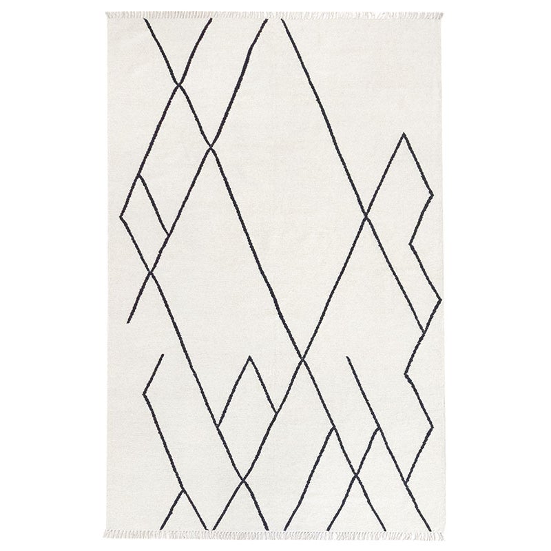 Hamid - Kilim ATLAS D4 230 x 160 cm, czarno-biały gobelin z motywami geometrycznymi