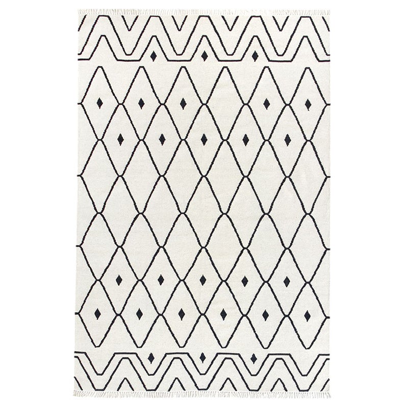 Hamid - Kilim ATLAS D2 300 x 200 cm, czarno-biały gobelin z motywami geometrycznymi