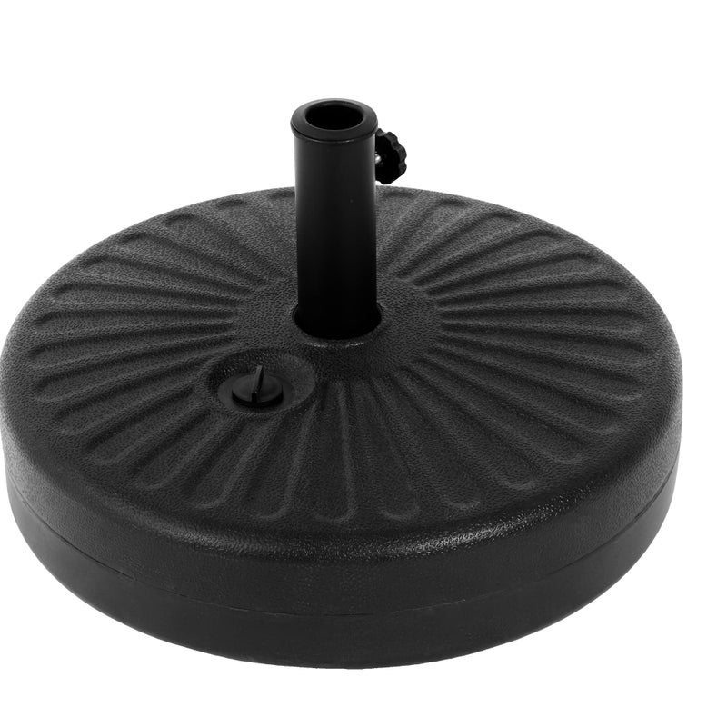 Okrągła podstawa parasola z regulowanym obciążeniem wodą/piaskiem – 19 l wody lub 83 l piasku, konstrukcja z polietylenu o wysokiej gęstości