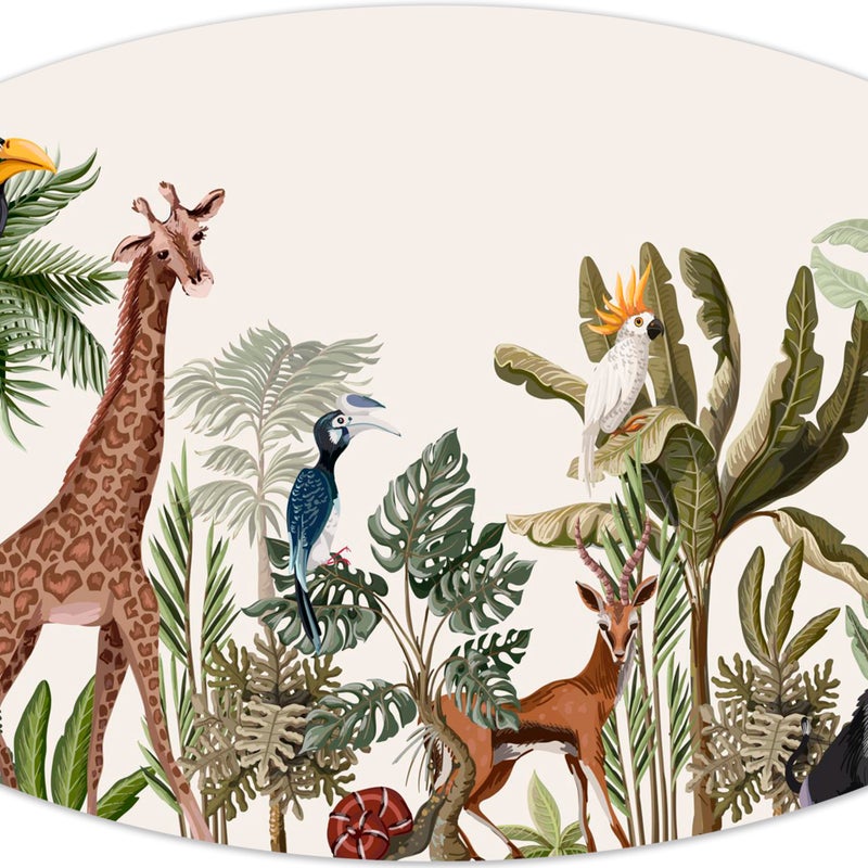 Dywan winylowy dla dzieci Jungle A- owalny 200x350 cm - Antypoślizgowy PVC, winylowy do pokoju dziecięcego, ognioodporny i zmywalny.