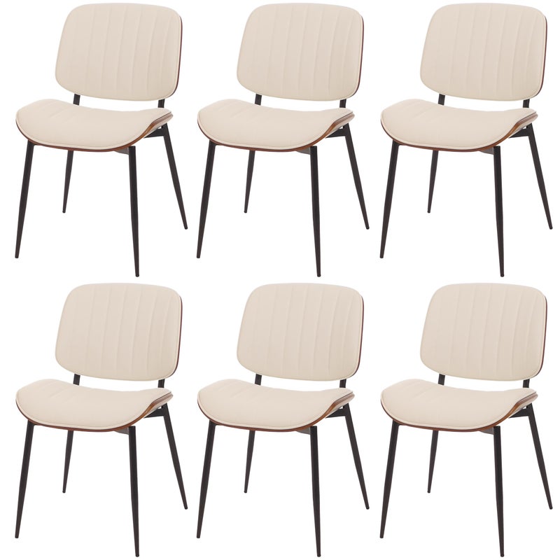 Zestaw 6 krzeseł do jadalni HWC-O44, krzesło kuchenne Krzesło, drewno gięte imitacja skóry Oeko-Tex MVG ~ orzechowy wygląd, biały