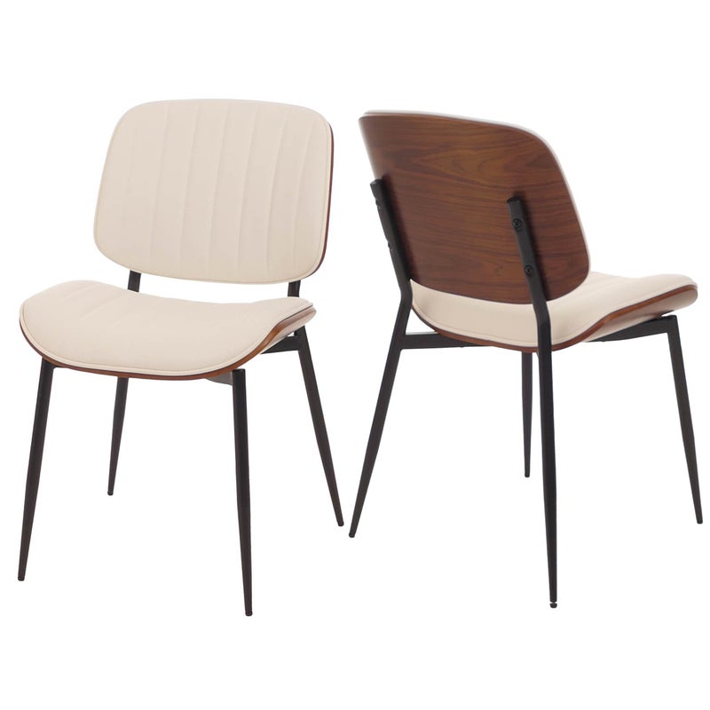 Zestaw 2 krzeseł do jadalni HWC-O44, krzesło kuchenne, drewno gięte imitacja skóry Oeko-Tex MVG ~ orzechowy wygląd, biały